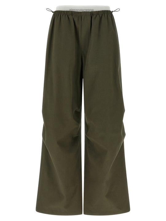 Double Layer Waist Trousers Pants Green