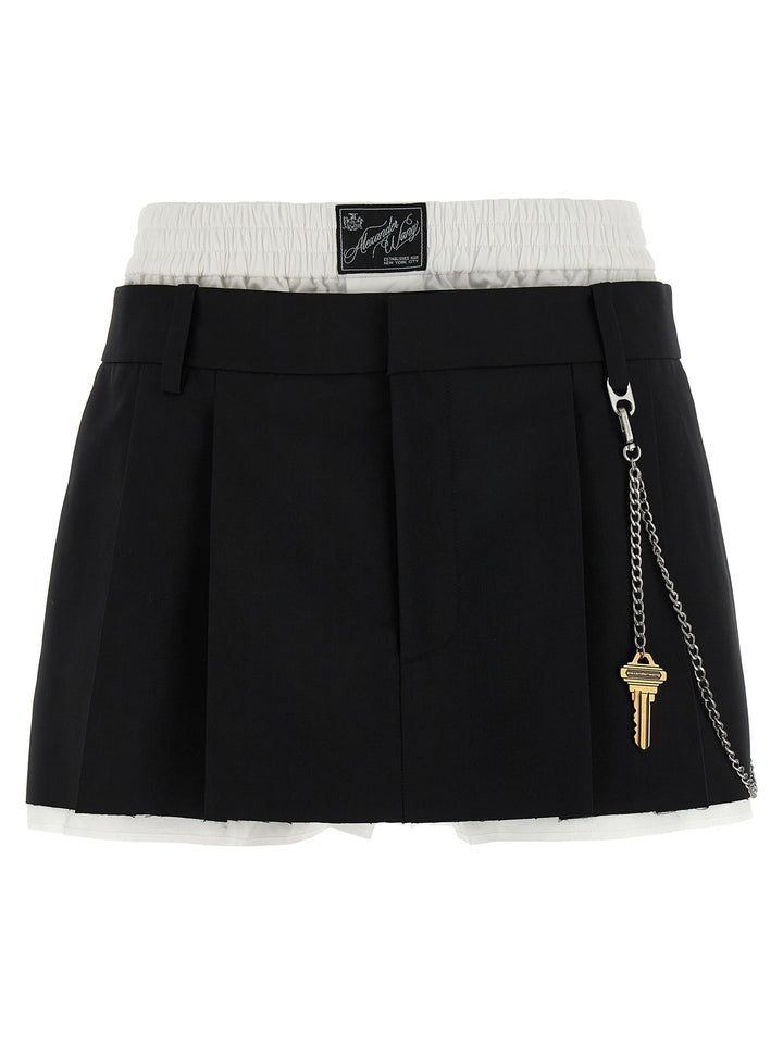 Alexander Wang Pre-Styled Pleated W/Chain Bermuda and Short - White/Black | 10bf718918c84b12bb55e120ebf0c7d5c2fc020a
