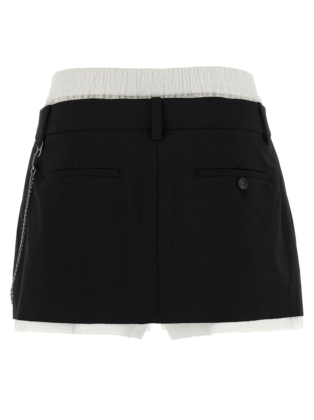 Alexander Wang Pre-Styled Pleated W/Chain Bermuda and Short - White/Black | 85c7152bd238f6d3108a74ef74ddc49af66229b9