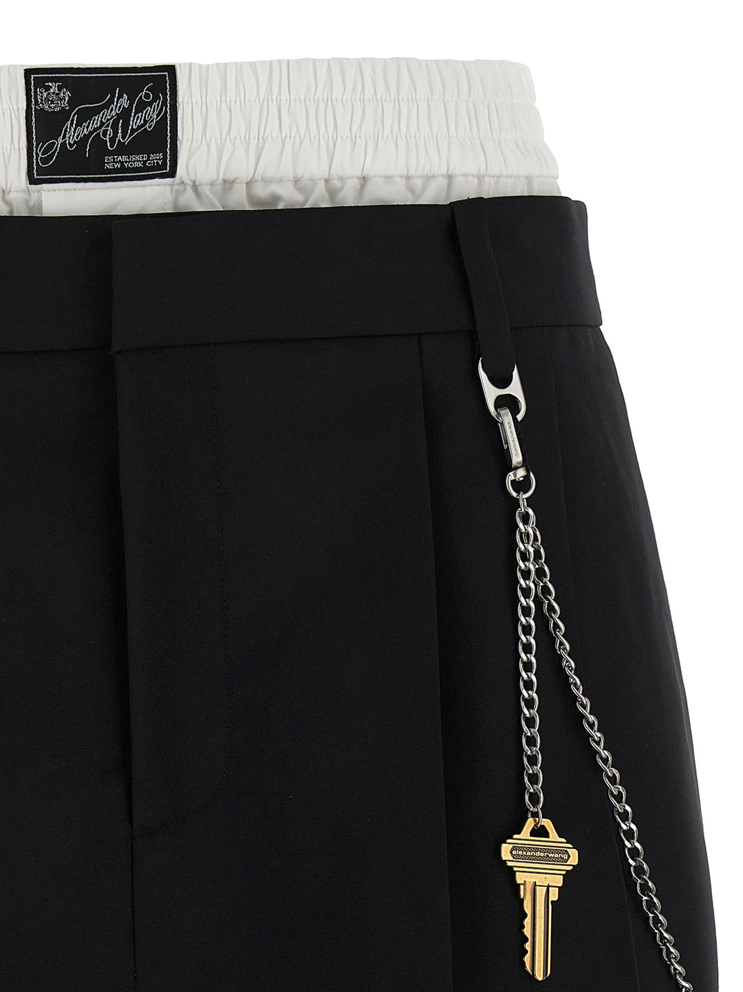 Alexander Wang Pre-Styled Pleated W/Chain Bermuda and Short - White/Black | 5753a82177e12ef43ae15e1a2730bad43ce294b5