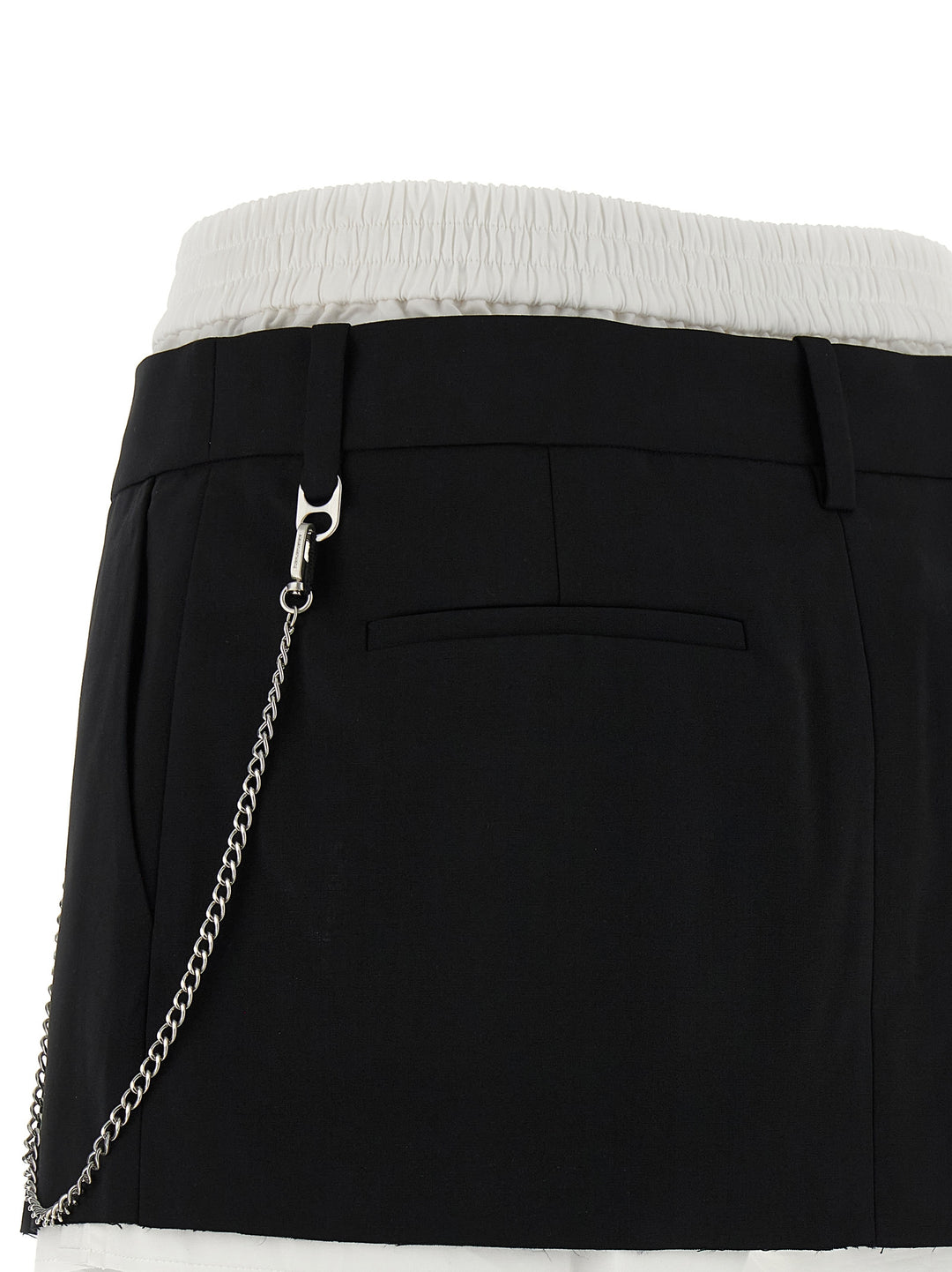 Alexander Wang Pre-Styled Pleated W/Chain Bermuda and Short - White/Black | 5532e85f25d73d7aa5ae87e78193b8a6ee89ae8b