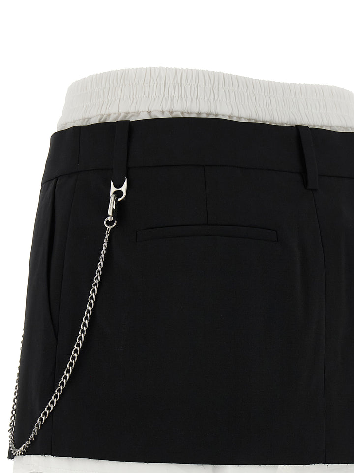 Alexander Wang Pre-Styled Pleated W/Chain Bermuda and Short - White/Black | 5532e85f25d73d7aa5ae87e78193b8a6ee89ae8b