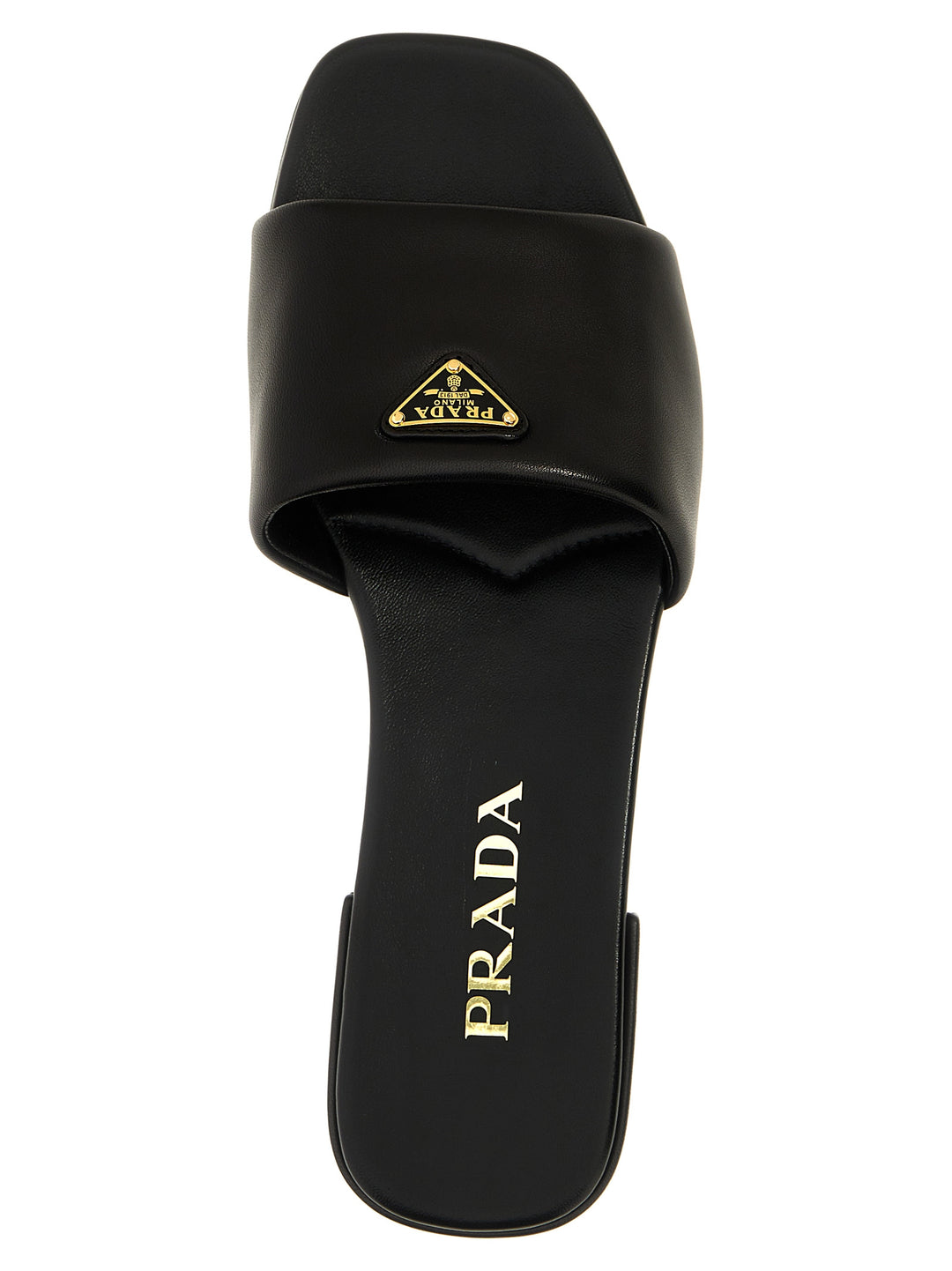 Prada Logo Leather Sandals - Black | 708424f9f00b13baa3242347c9eb61b989f85906
