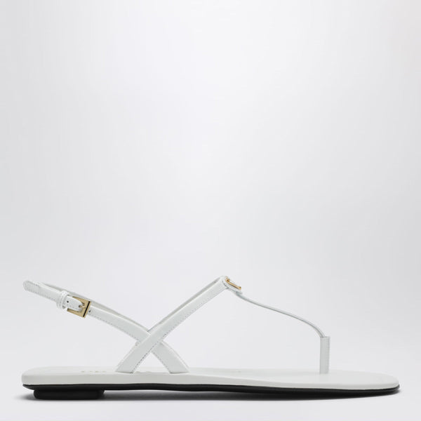 White Patent Leather Thong Sandals