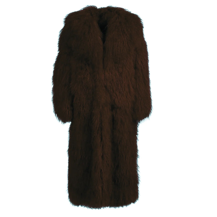 Rouselin Brown Coat in Lambskin Fur