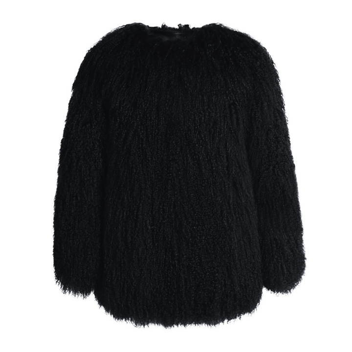 Lovley Black Coat in Lambskin Fur