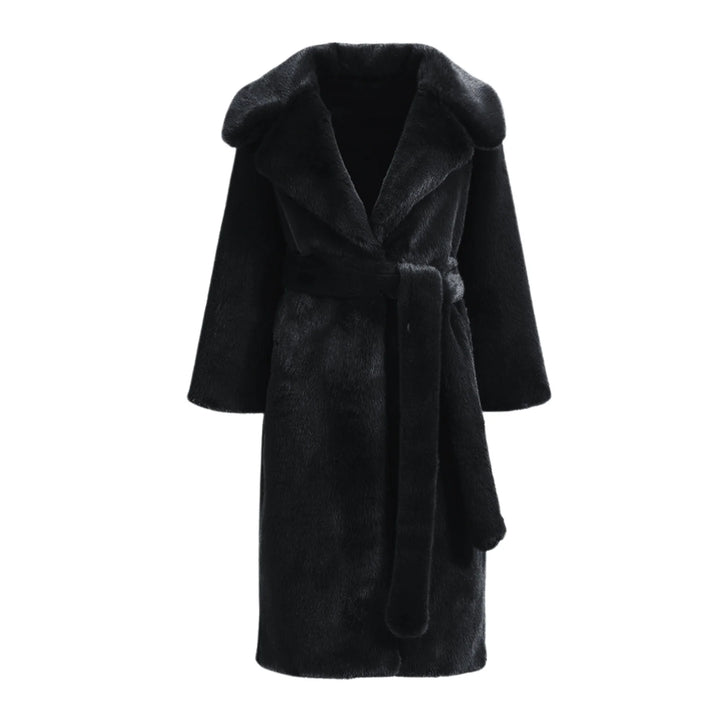 Alpaca and Wool Faux Fur Coat Black