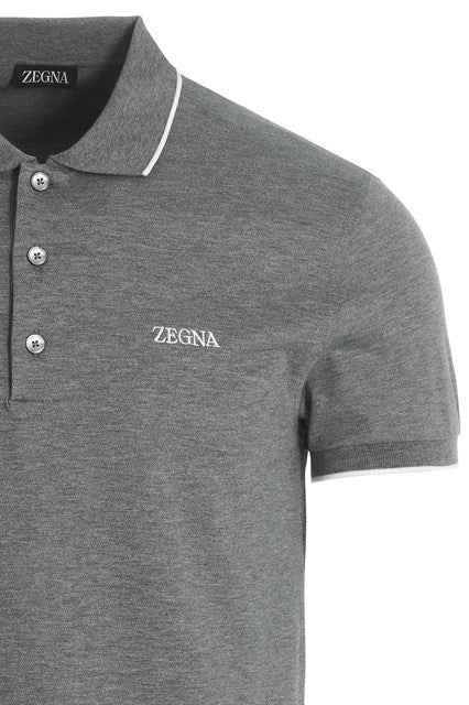 Logo Embroidery  Shirt Polo Gray