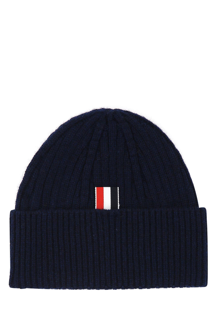 Dark blue cashmere beanie hat