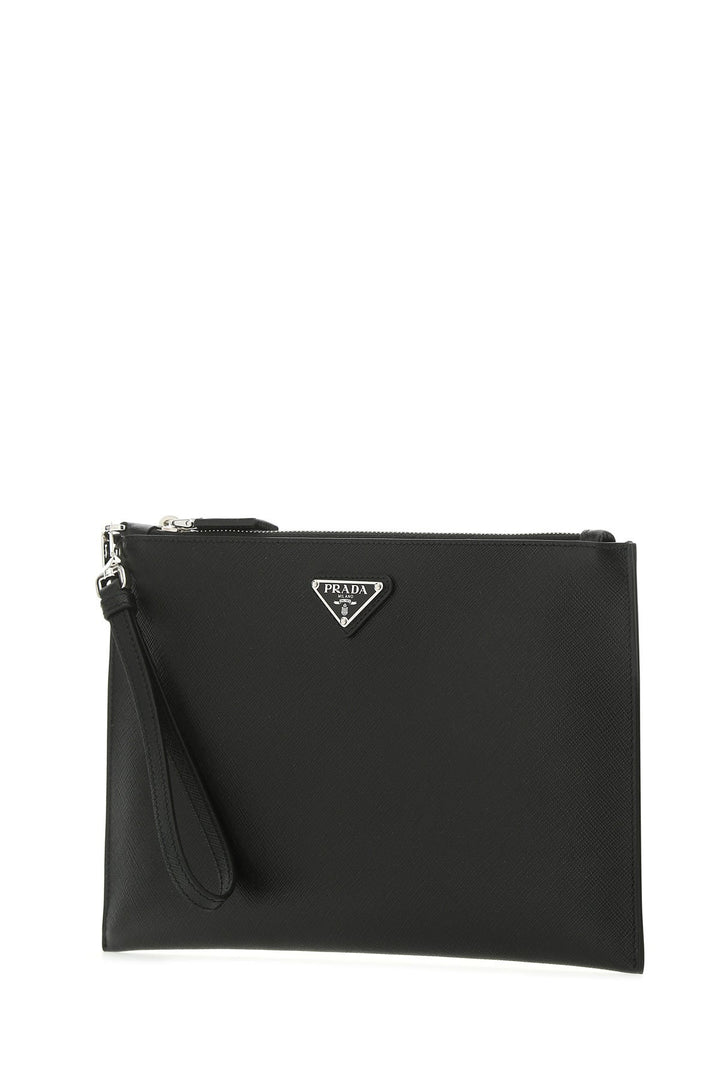 Black leather clutch