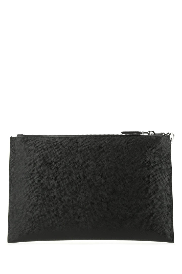 Black leather clutch