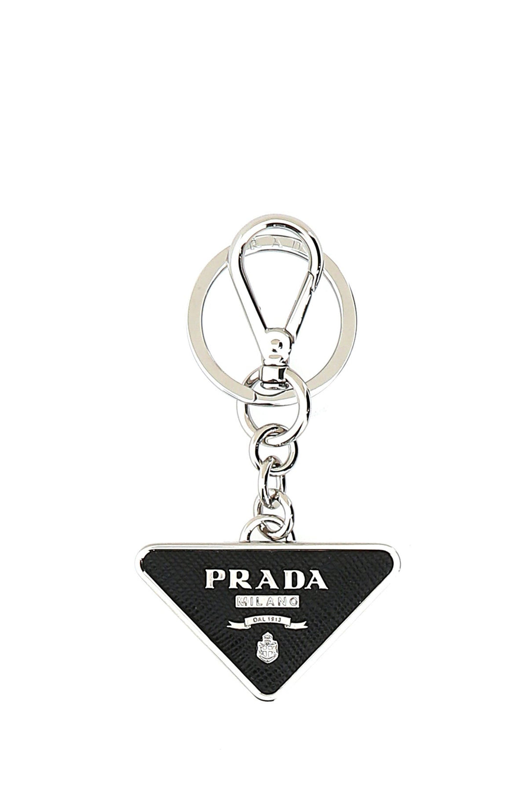 Two-tone leather and metal keychain