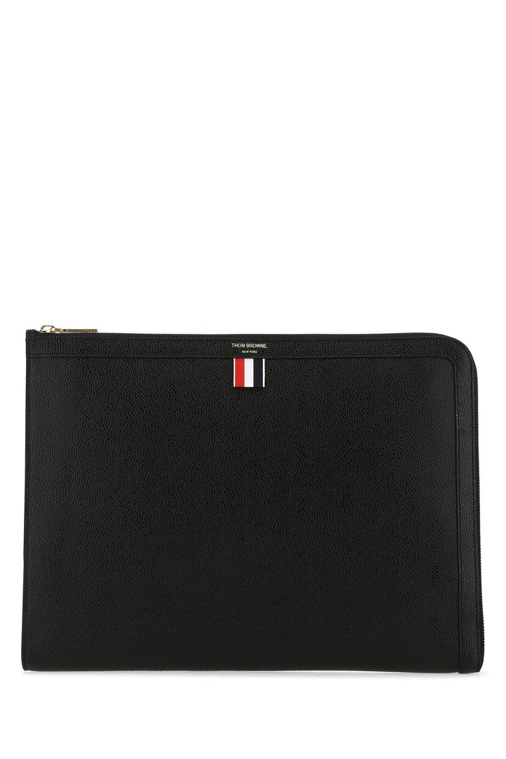 Black leather document case