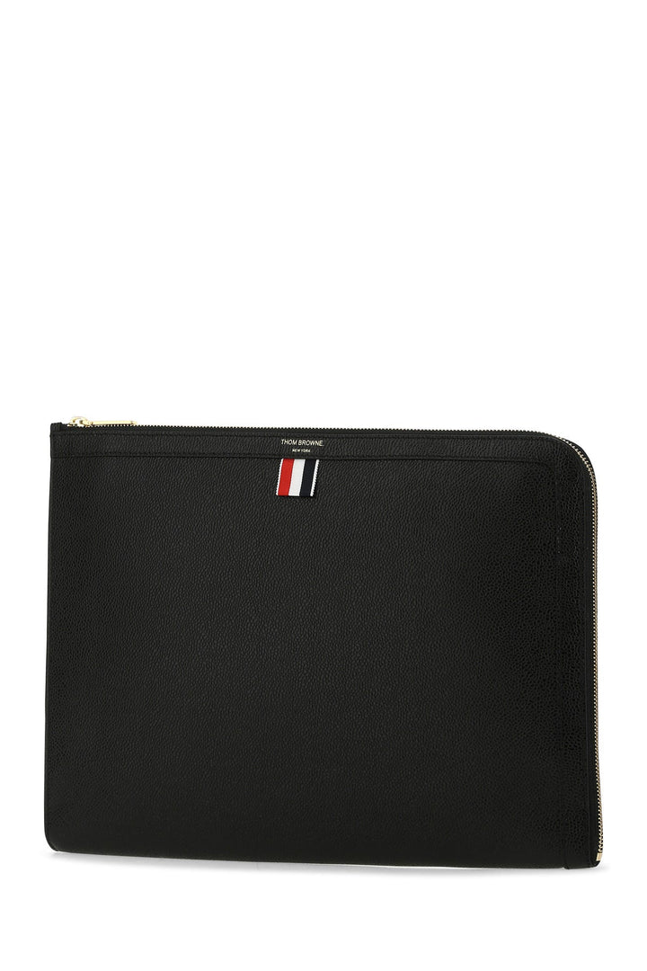 Black leather document case