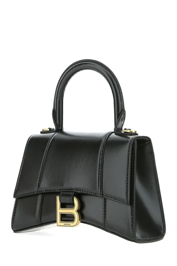 Black leather XS Hourglass handbag