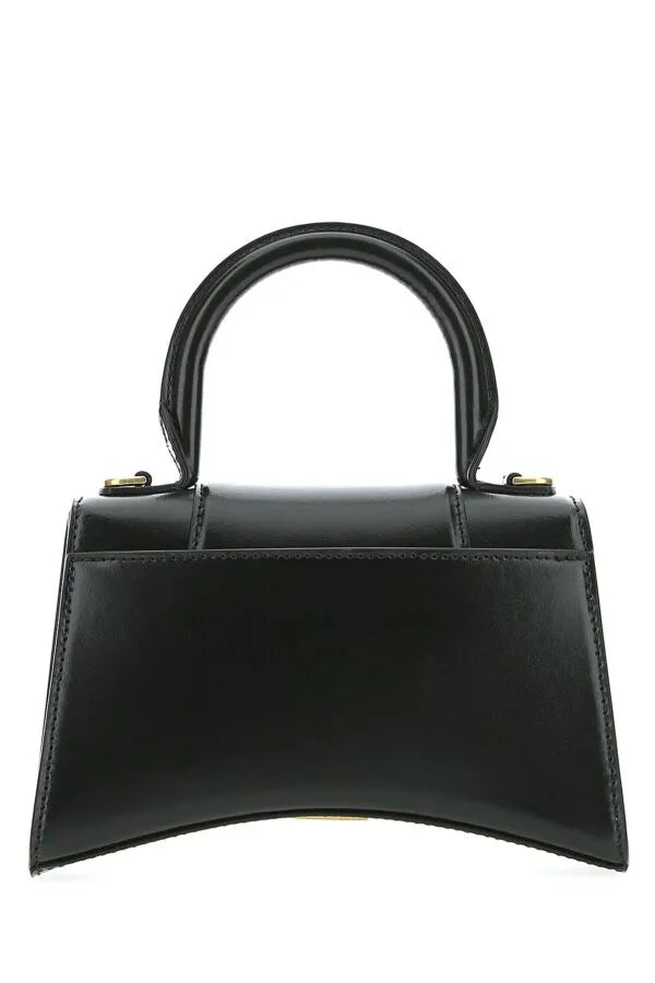 Black leather XS Hourglass handbag