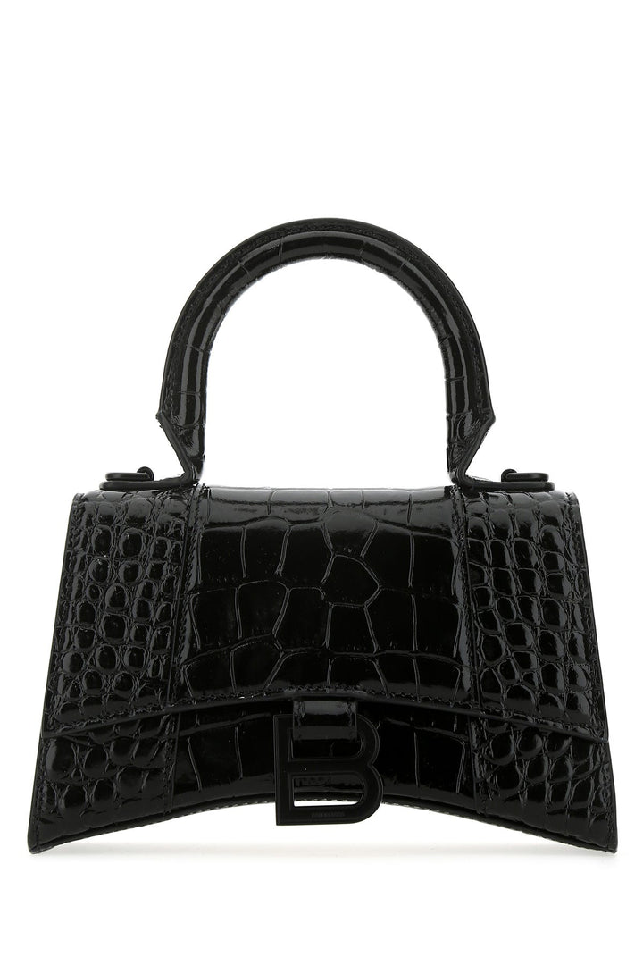 Black leather Hourglass XS handbag