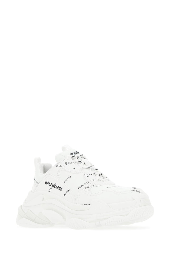 White synthetic leather Triple S sneakers