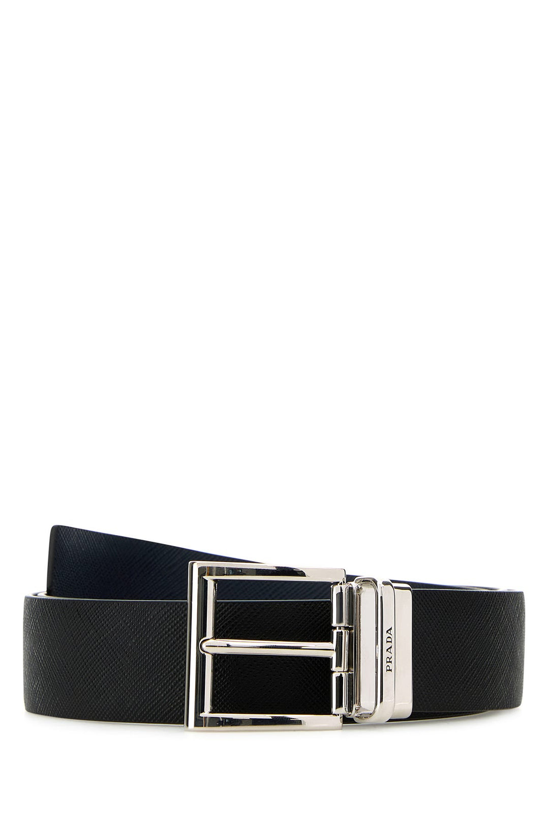 Black leather reversible belt