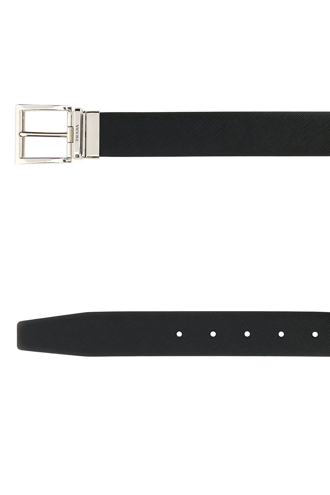 Black leather reversible belt