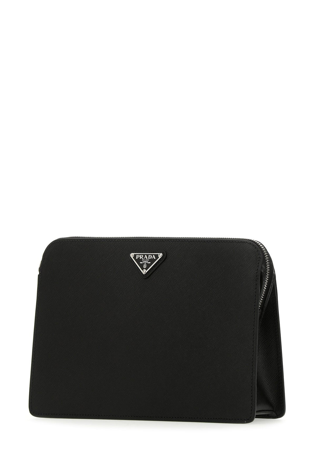 Black leather clutch