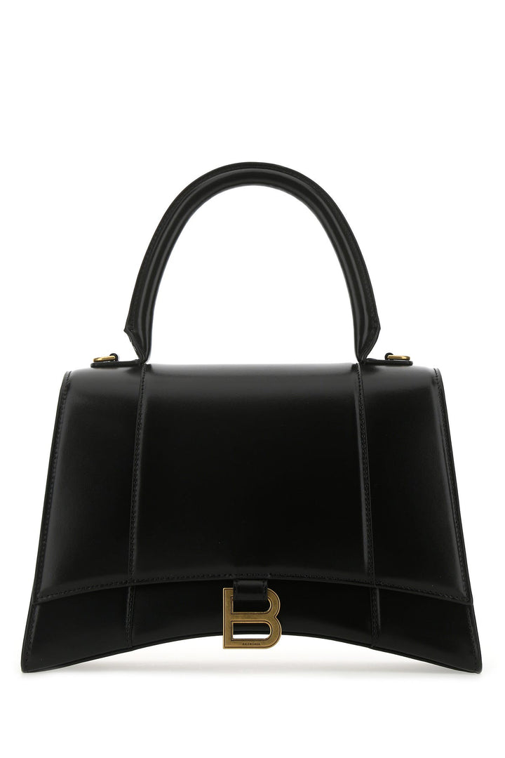 Black leather medium Hourglass handbag