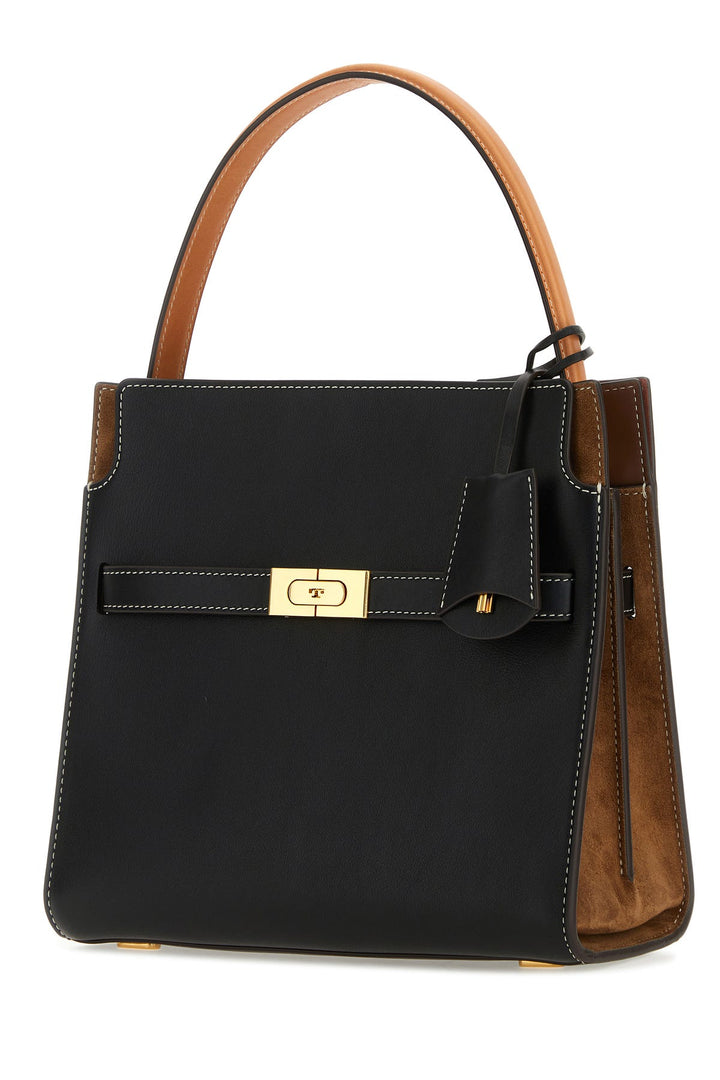 Two-tone leather small Double Lee Radziwill handbag