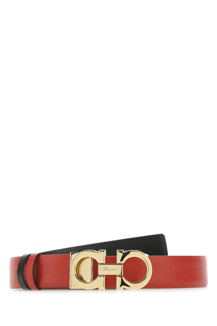 Red leather reversible belt