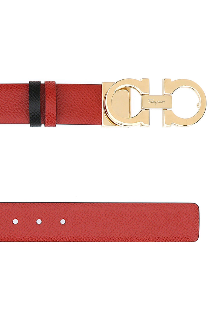 Red leather reversible belt