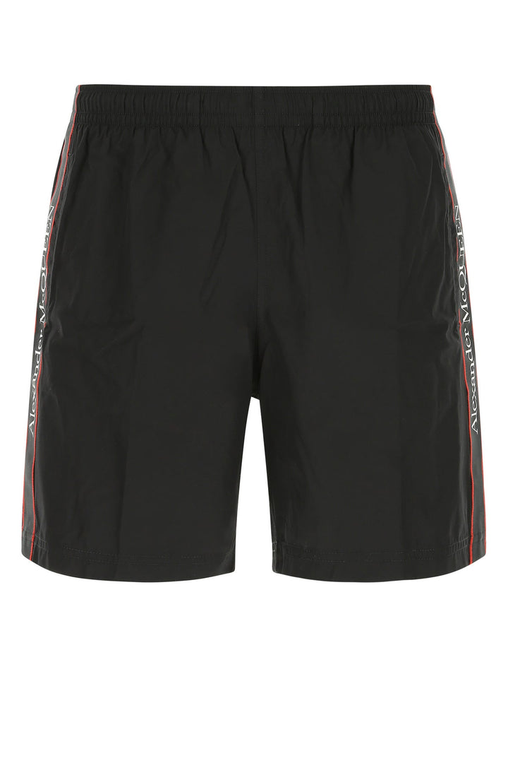 Black nylon swimming shorts