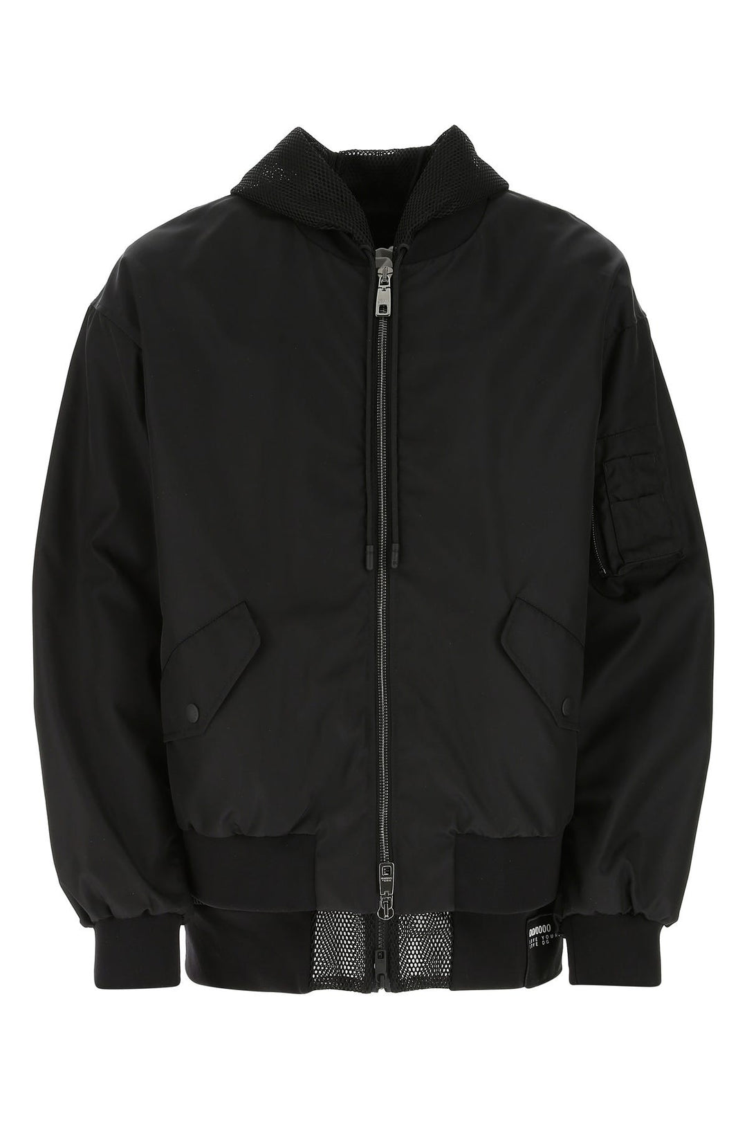 Black nylon bomber jacket