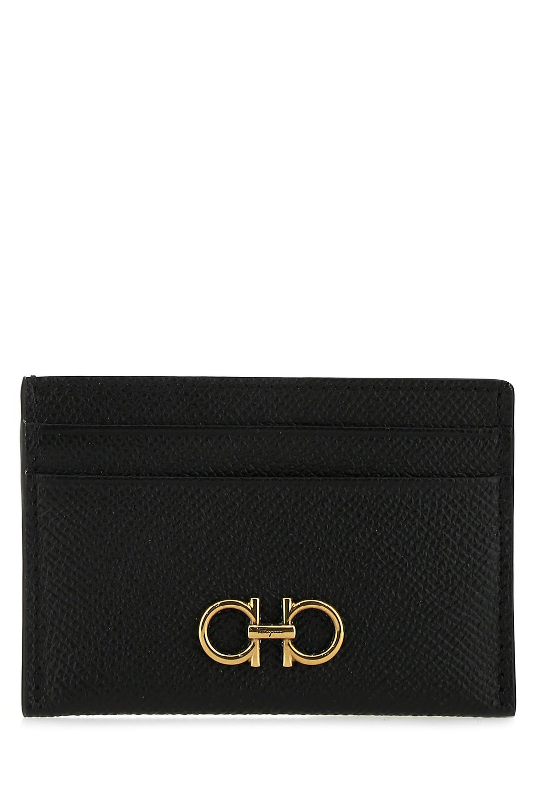 Black leather Gancini card holder