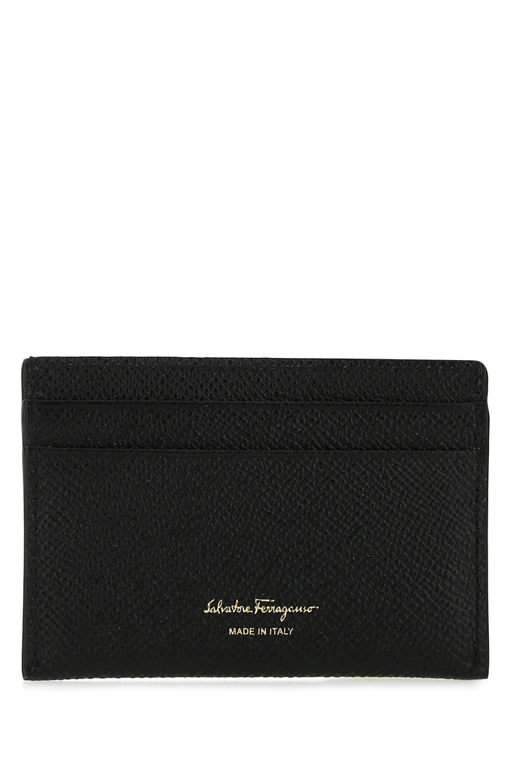 Black leather Gancini card holder