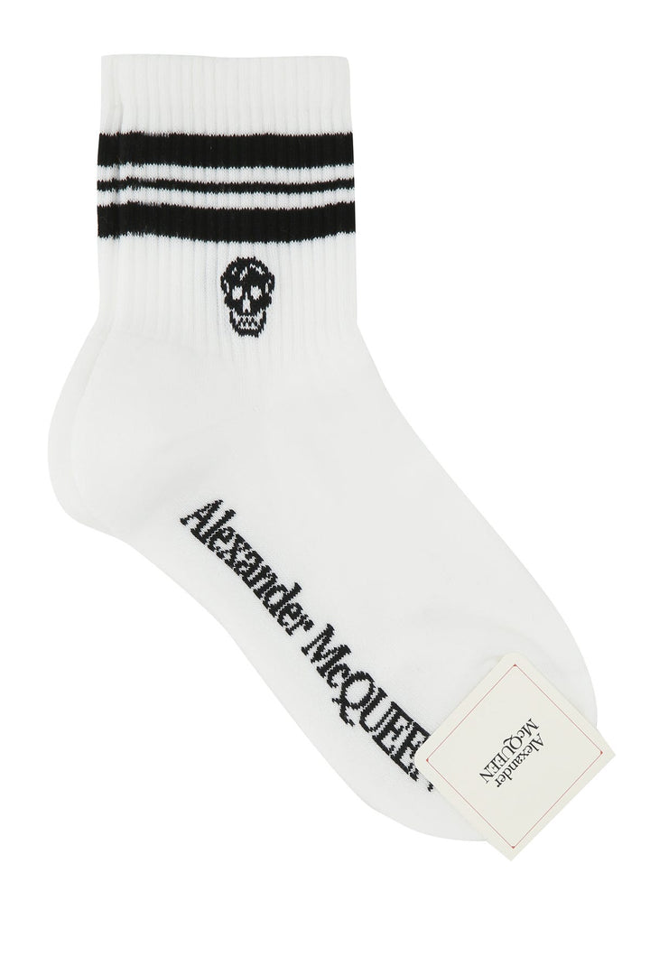 White stretch cotton blend socks