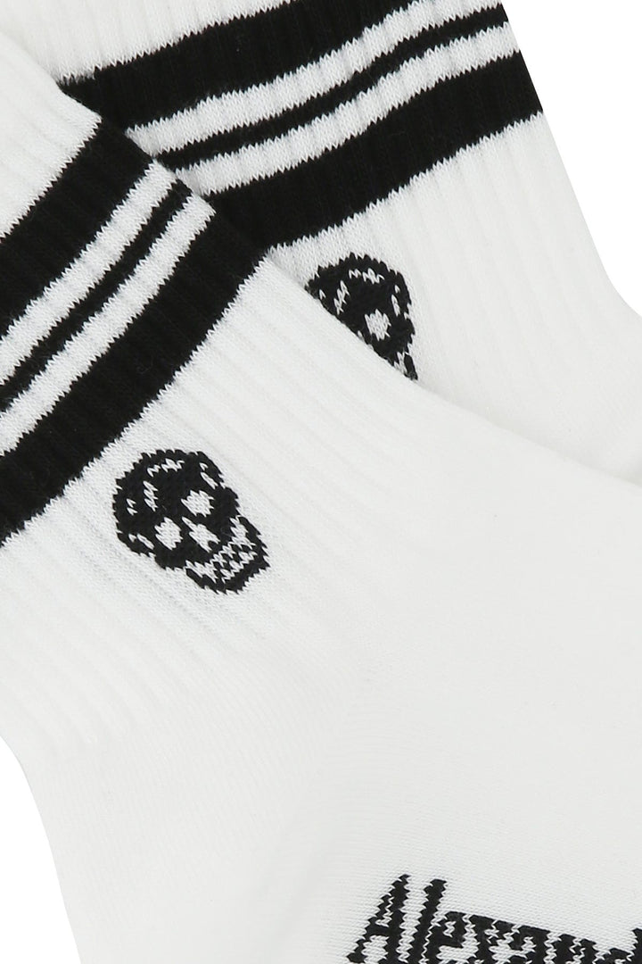 White stretch cotton blend socks