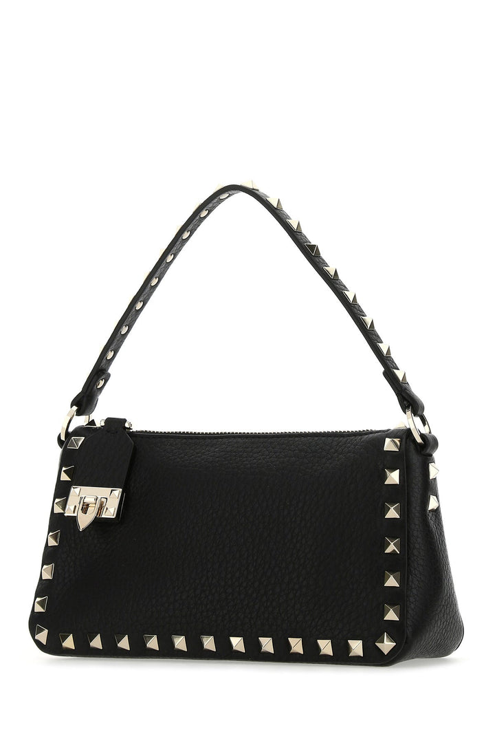 Black leather small Rockstud handbag