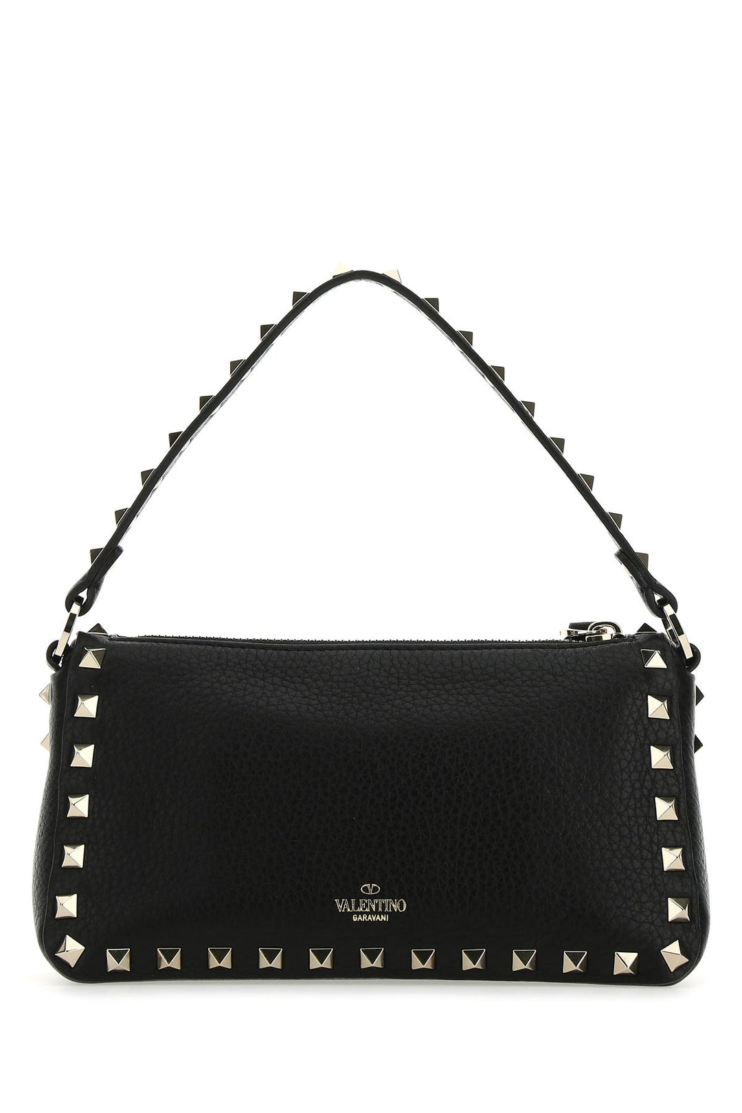 Black leather small Rockstud handbag