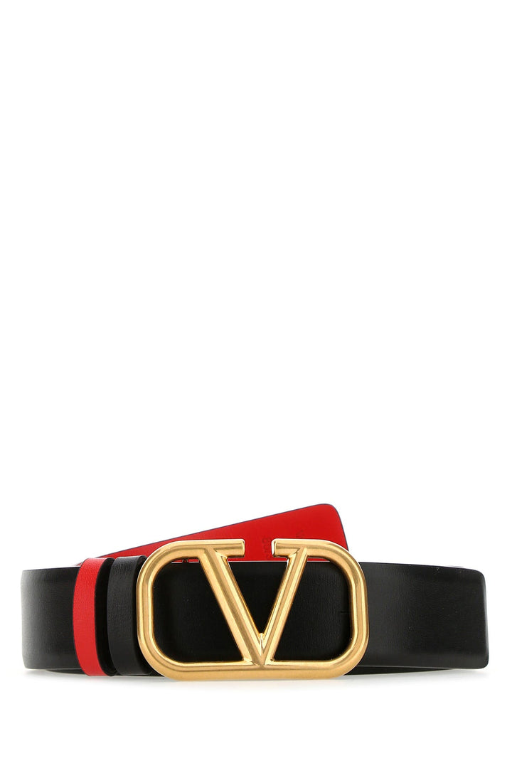 Black leather VLogo Signature reversible belt