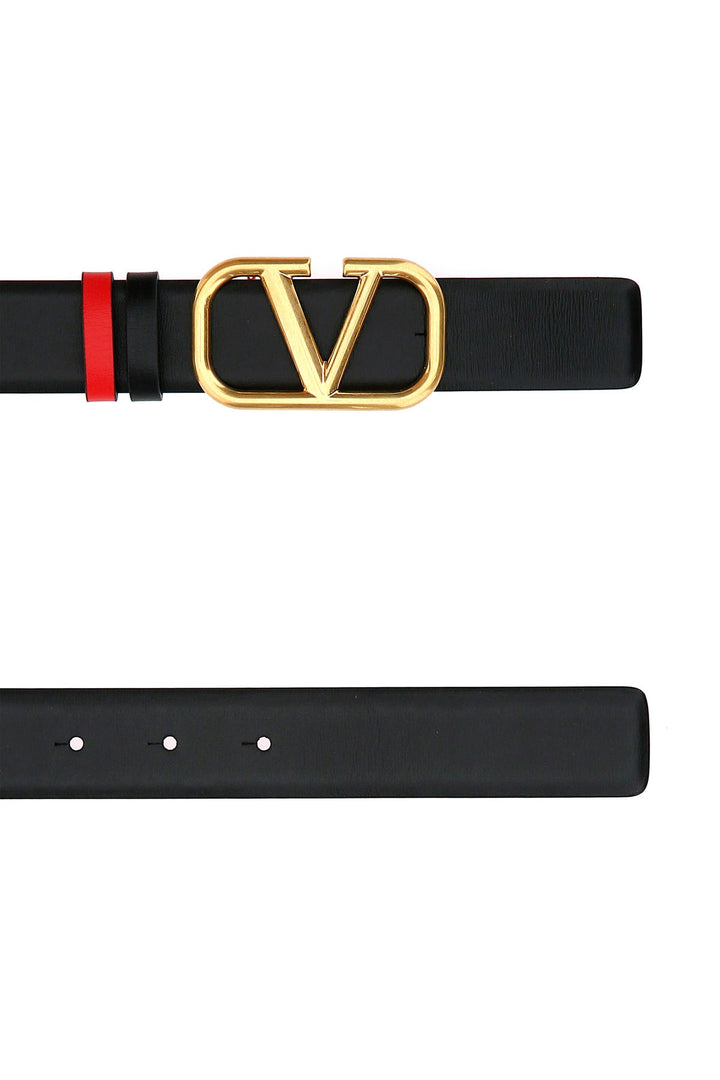 Black leather VLogo Signature reversible belt