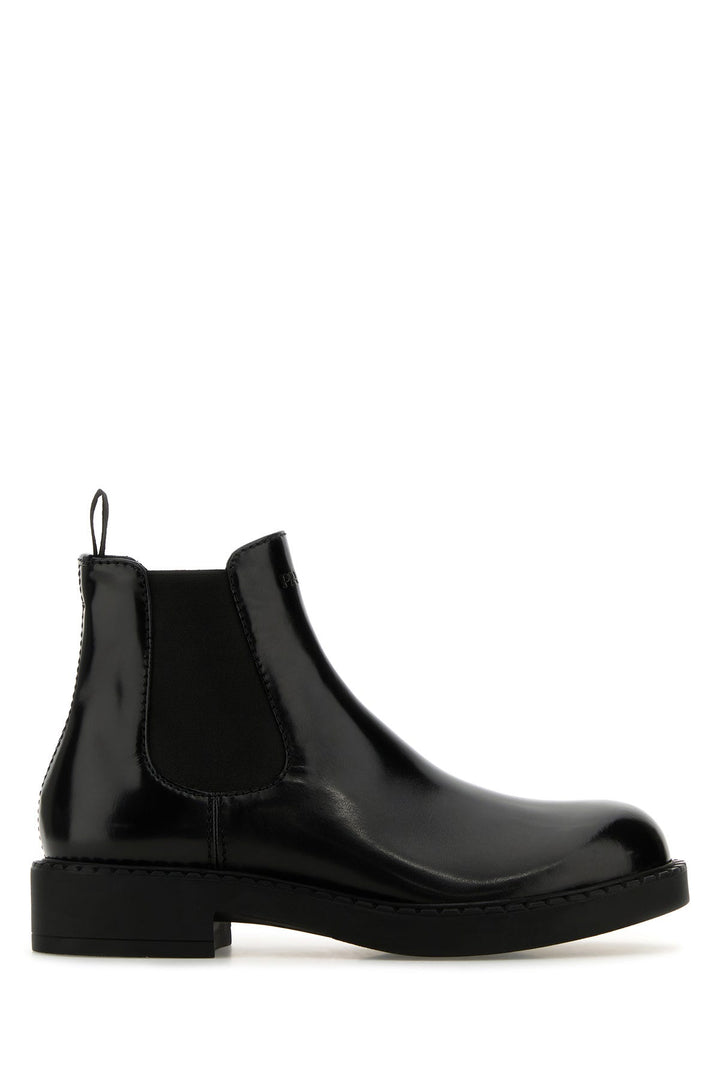 Black leather ankle boots