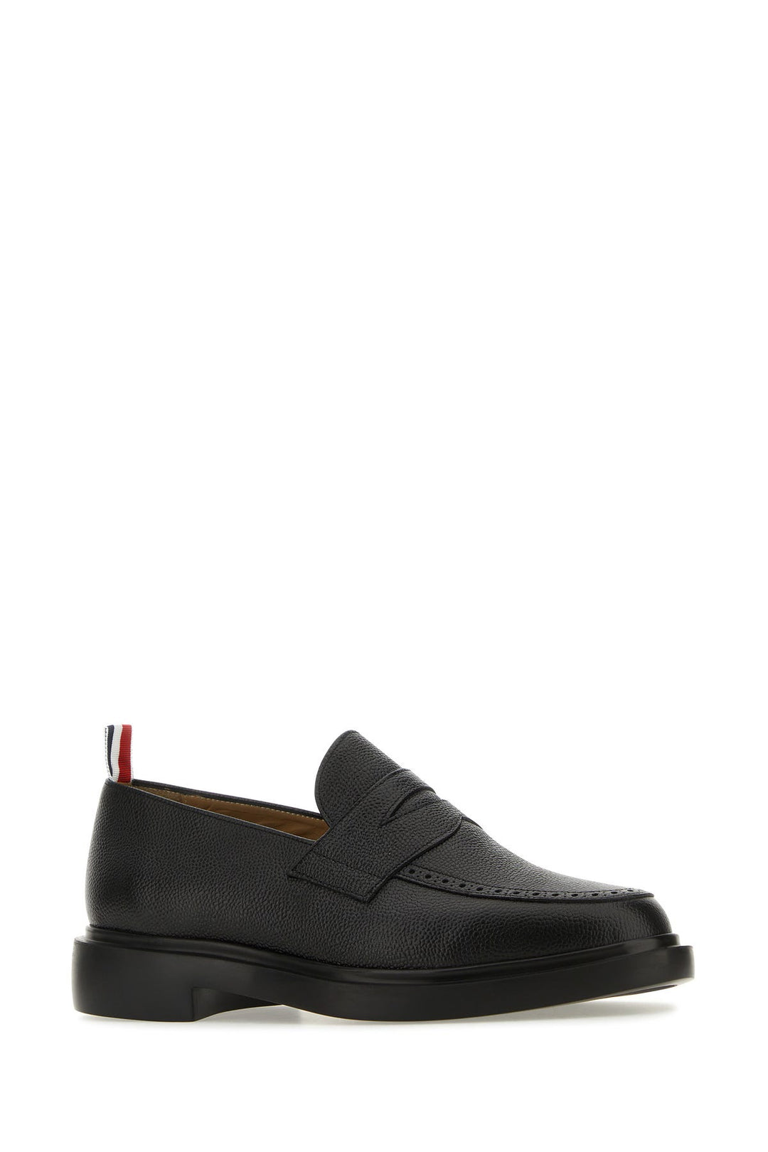 Black leather loafers