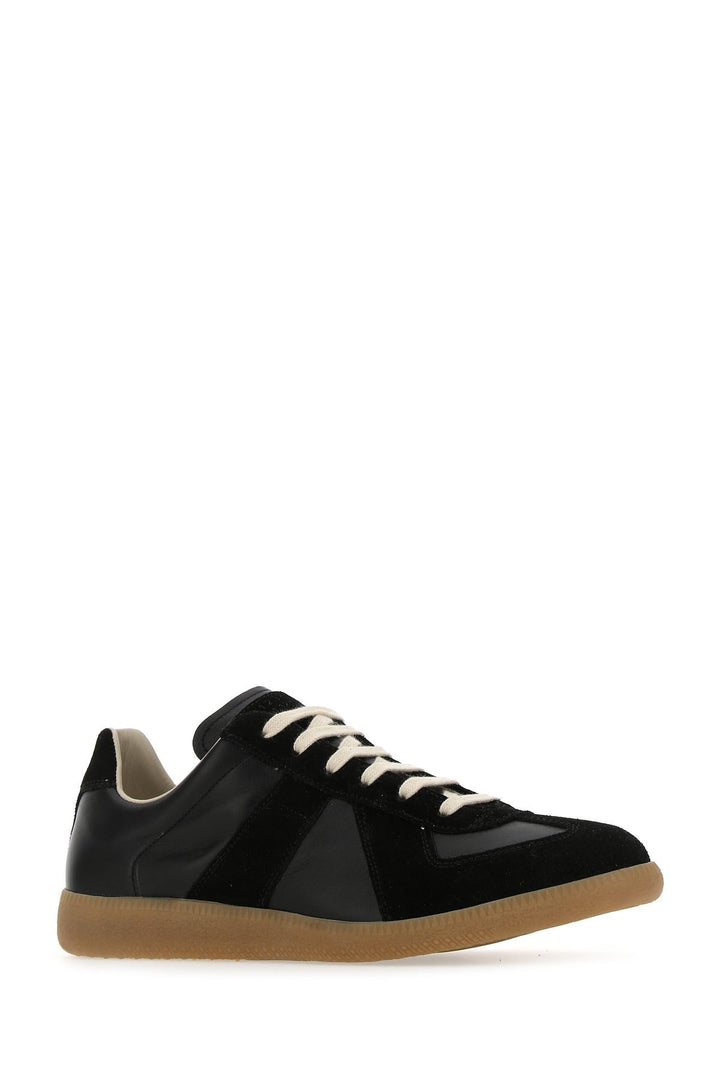 Black leather and suede Replica sneakers