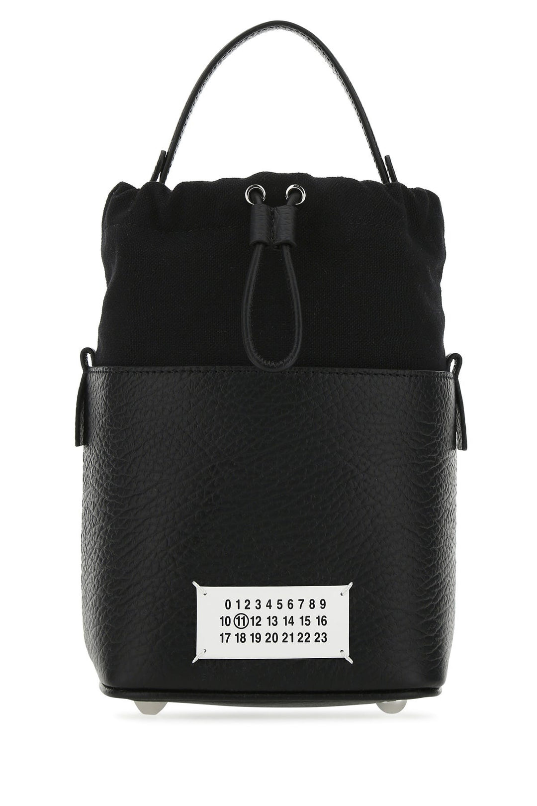 Black leather and canvas mini 5AC bucket bag