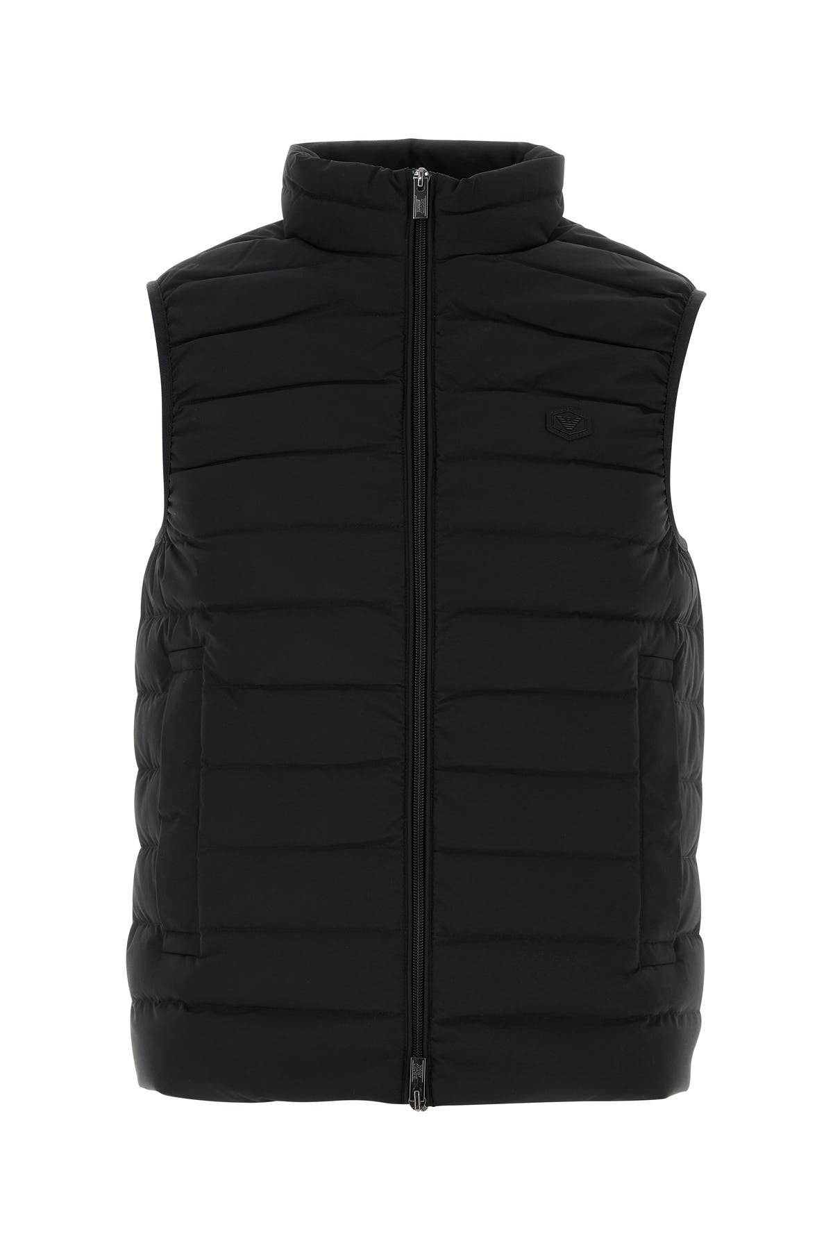 Black polyester sleeveless down jacket