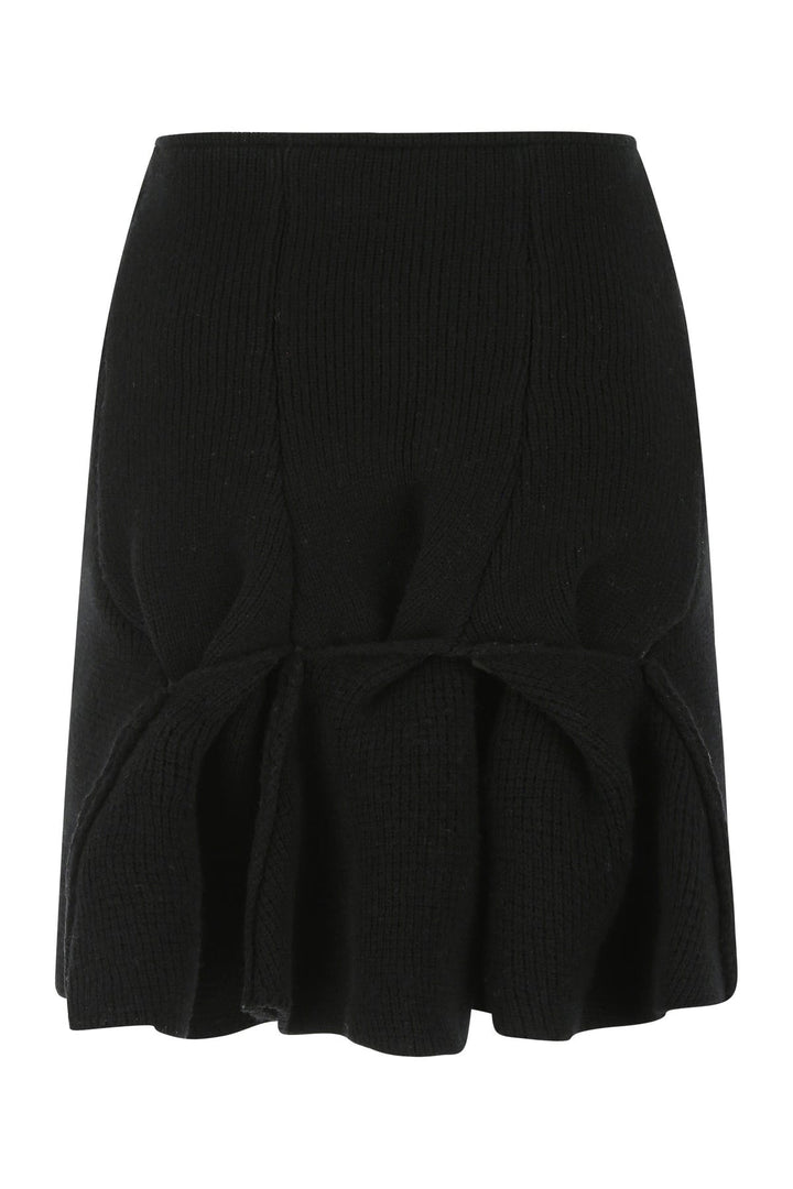 Black wool blend skirt