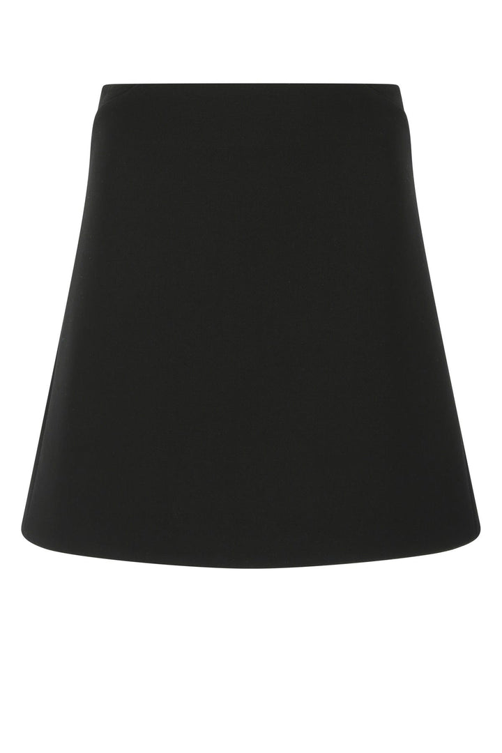 Black stretch wool blend mini skirt