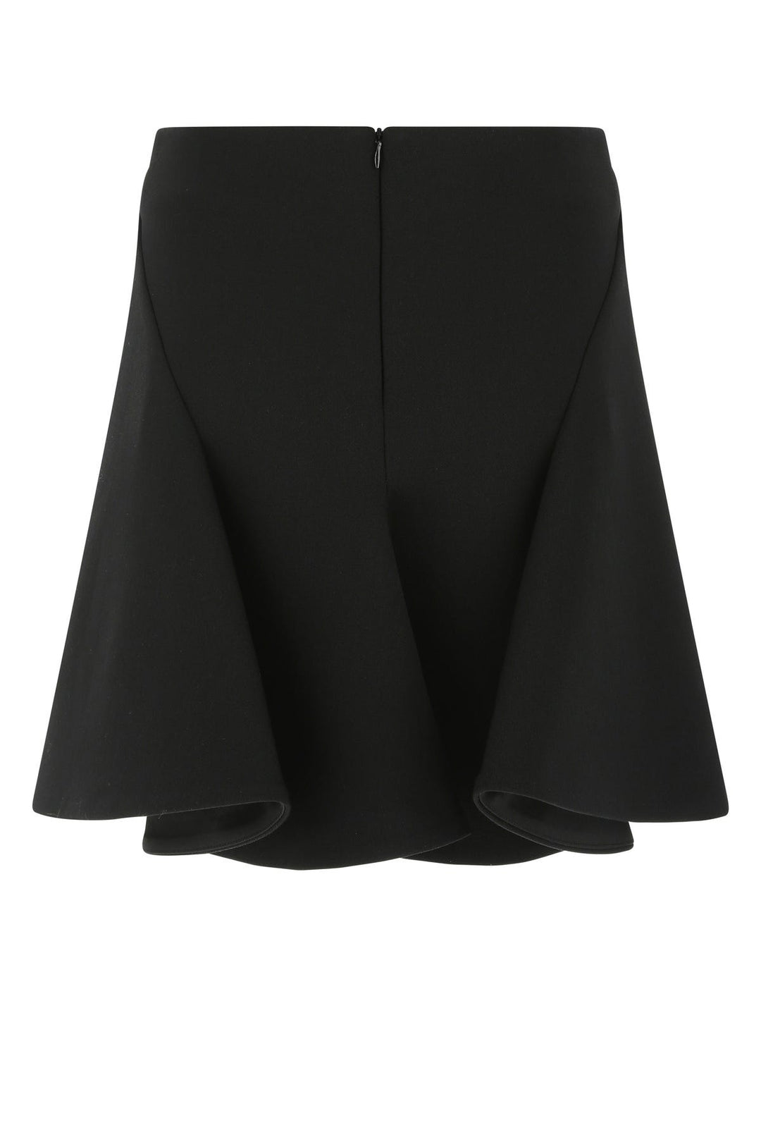 Black stretch wool blend mini skirt