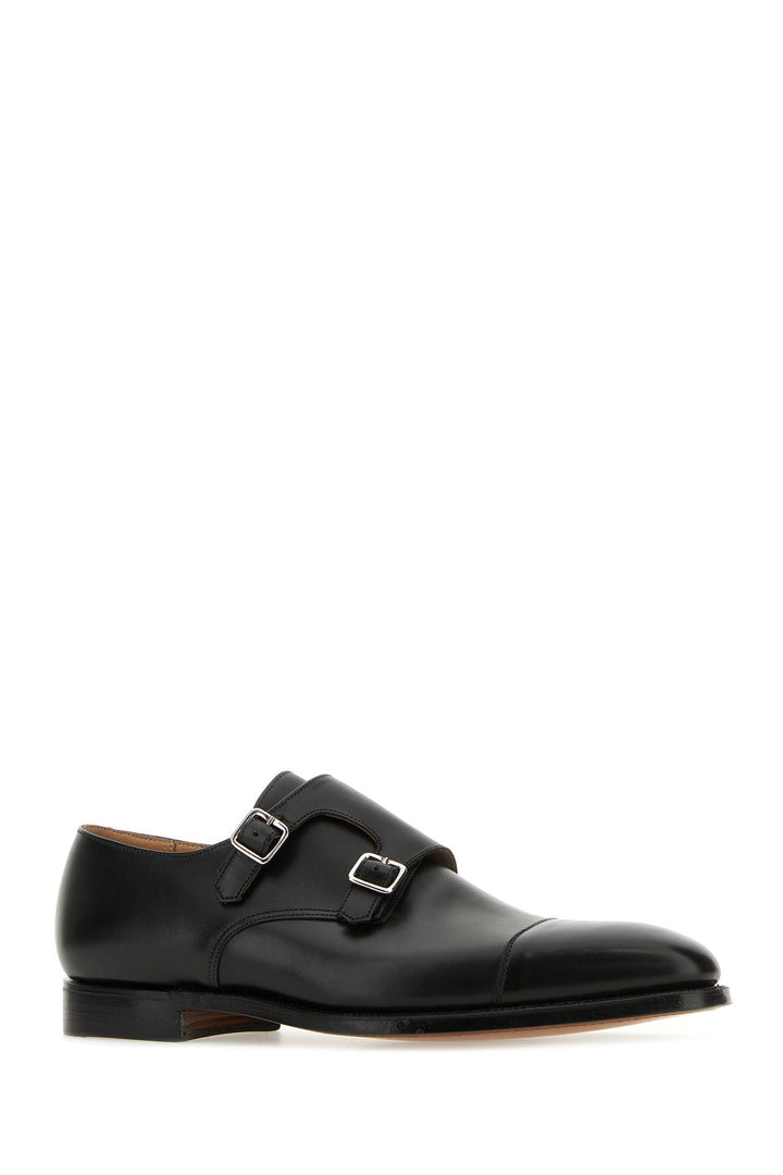 Black leather Lowndes monk strap shoes