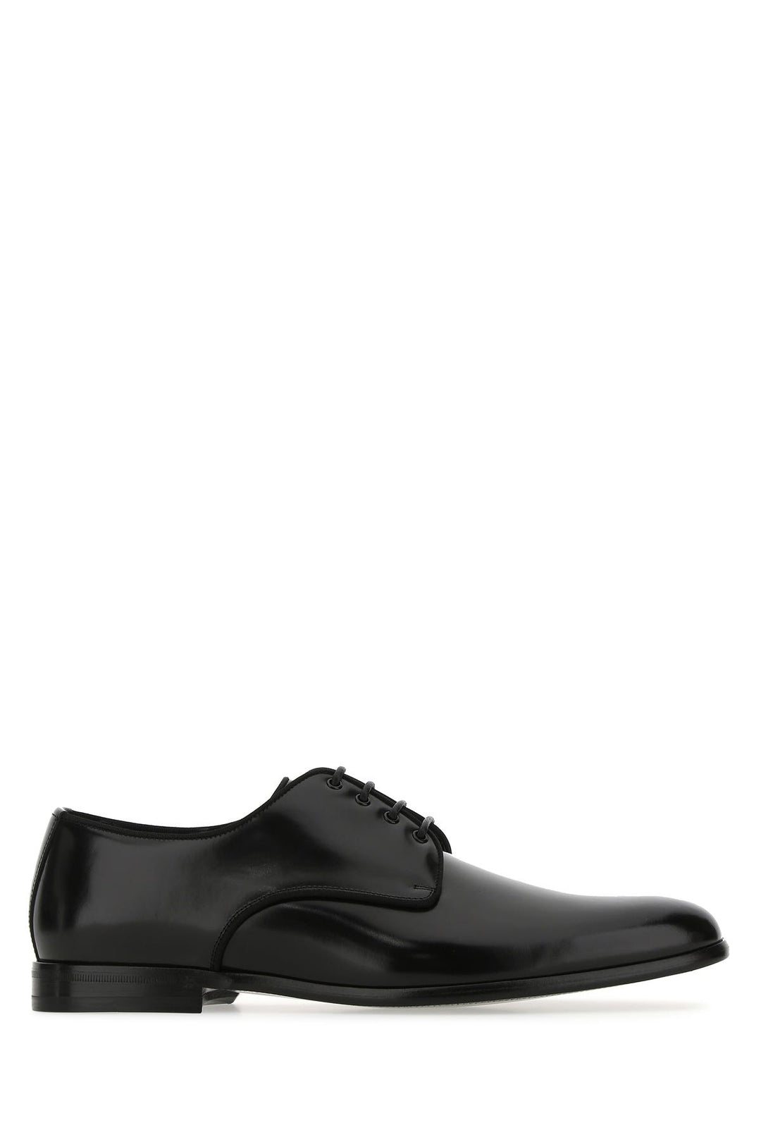 Black leather lace-up shoes