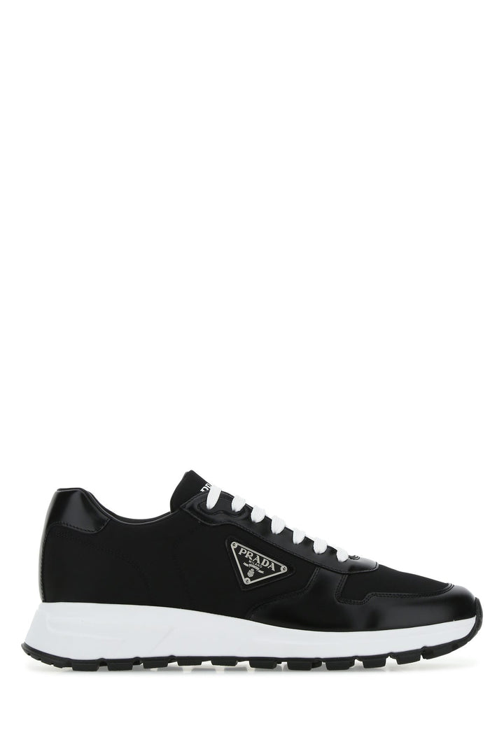 Black Re-nylon and leather sneakers